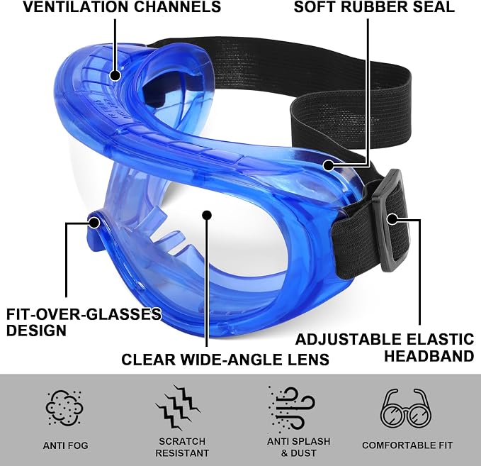 OXG 6 Pack Protective Safety Goggles Anti-Fog, Adjustable Chemical Splash Eye - Image 3