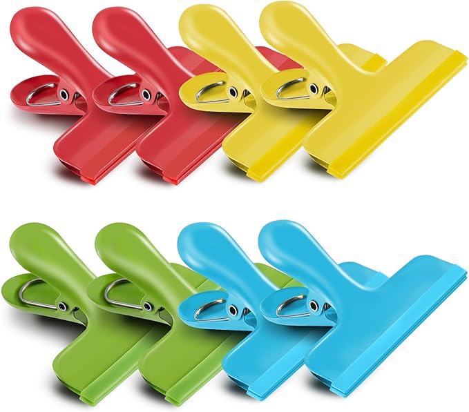 HOUSE AGAIN 8 Pack Stainless Steel Chip Bag Clips Covered by HOUSEAGAIN