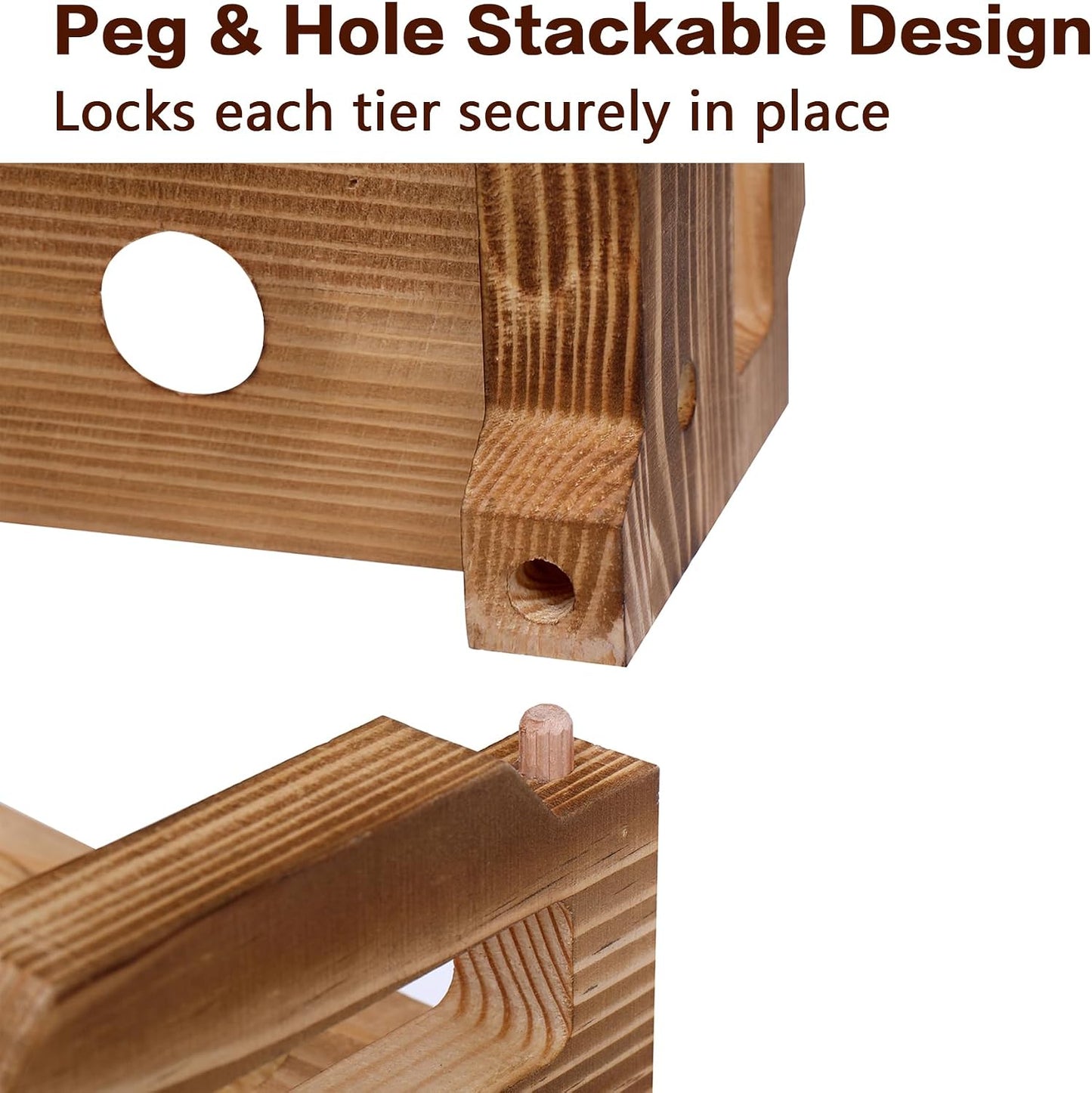 Wooden Egg Holder Countertop, Stackable Egg Organizer, 2-Tier 24 Eggs | Solid natural wood egg holder, farmhouse style. 2-tier stackable saves space. Countertop & fridge use. No chemical coating.
