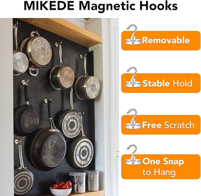 MIKEDE Magnetic Hooks Heavy Duty, 170Lbs+ Super Strong Magnet Hooks - Image 2