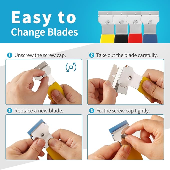 4 Pack Razor Blade Scraper, - Image 5