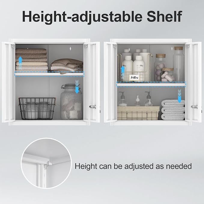 Metal Wall Cabinet, Garage Wall Mounted Cabinets, Steel Locking Cabinet - Image 5