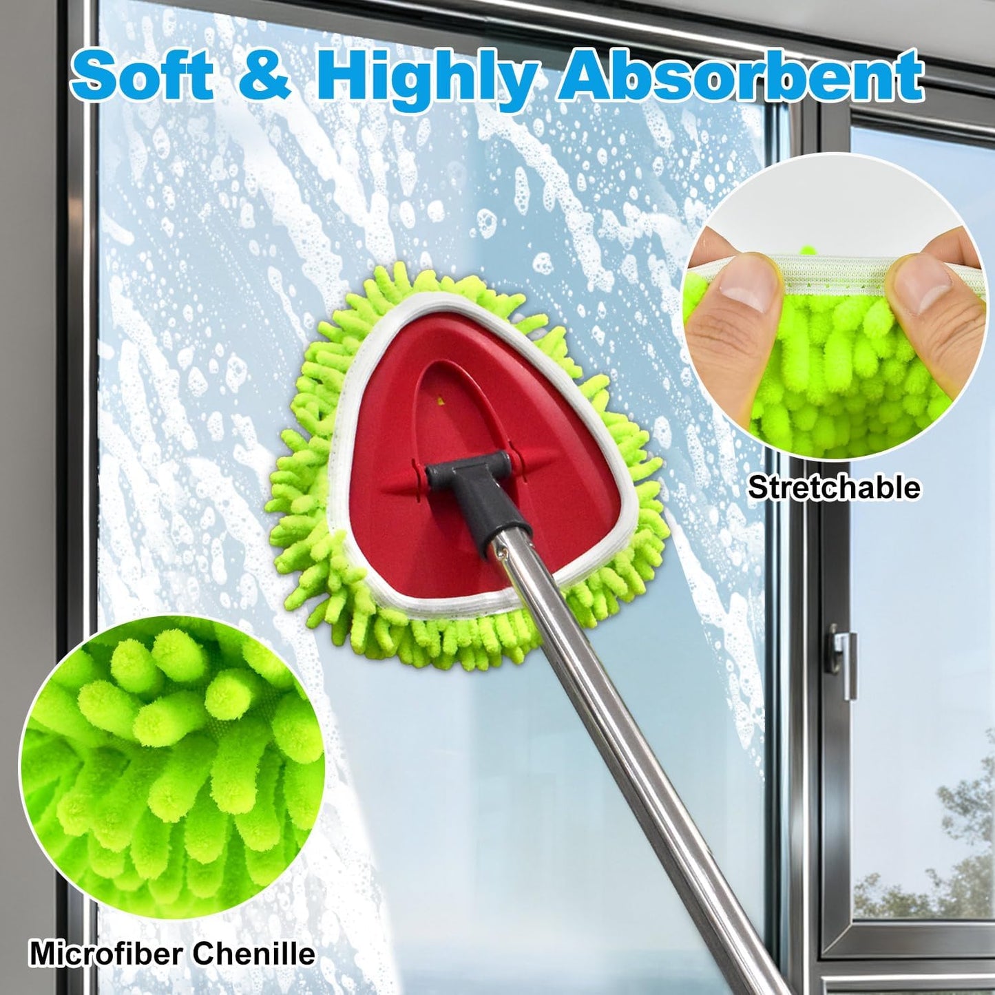 Mop Heads Replacements for Ocedar, Mop Replace Head for o Cedar Easywring 1 Tank, Spin Mop Replacement Head Mop Heads Include 6 Mop Refills Machine Washable, 1 Scrubber Mop Head and 1 Mop Base