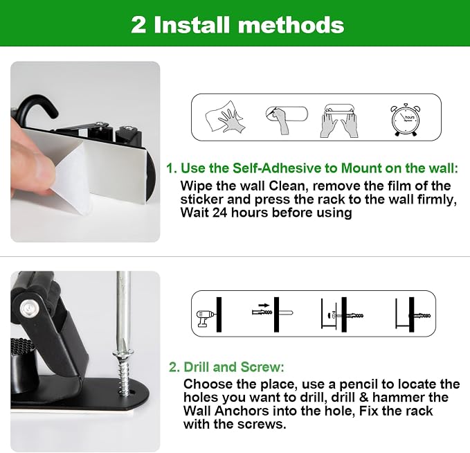 voze 5 Racks and 4 Hooks Mop and Broom Holder Wall Mount, Self Adhesive Heavy - Image 7