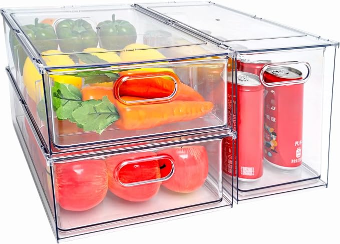 MineSign Stackable Fridge Drawer Pull-Out Bins by MineSign