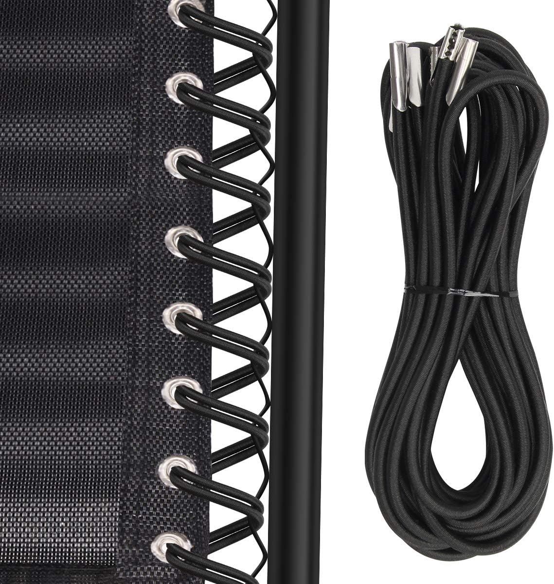 COITEK 4PCS Replacement Cord for Zero Gravity Chair, Universal Elastic Repair Cord for Recliners Replacement Laces Rope for Lounge, Bungee Beach Chair (Black)