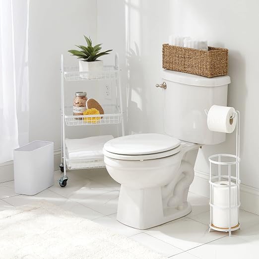 mDesign Metal Wastepaper Bin — Compact Rectangular Bathroom Bin — Rubbish Basket - Image 2