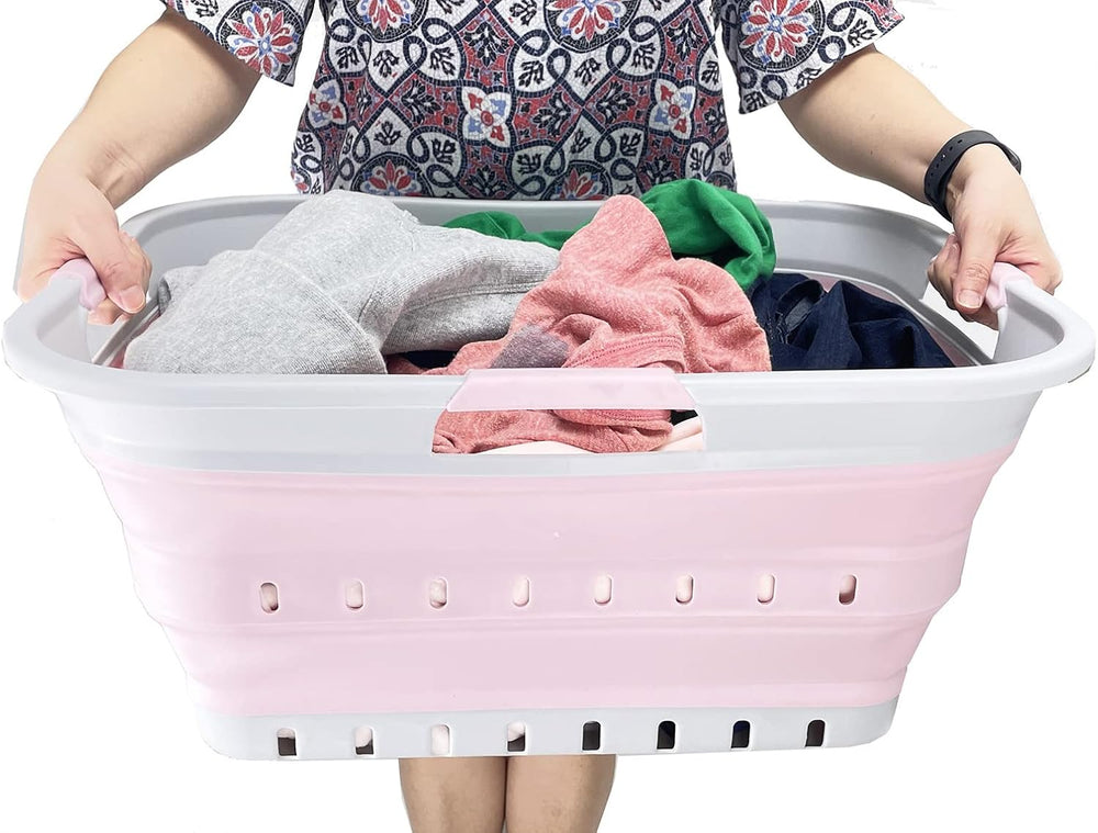 SAMMART 42L (11 gallon) Collapsible Plastic Laundry Basket - Foldable Pop Up ...
