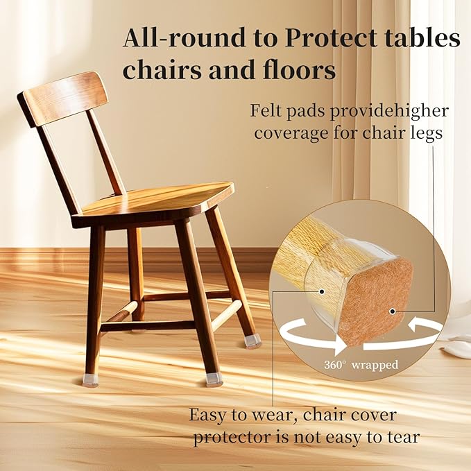Square Chair Leg Floor Protectors Large 24Pcs, Silicone Chair Leg Protectors - Image 5