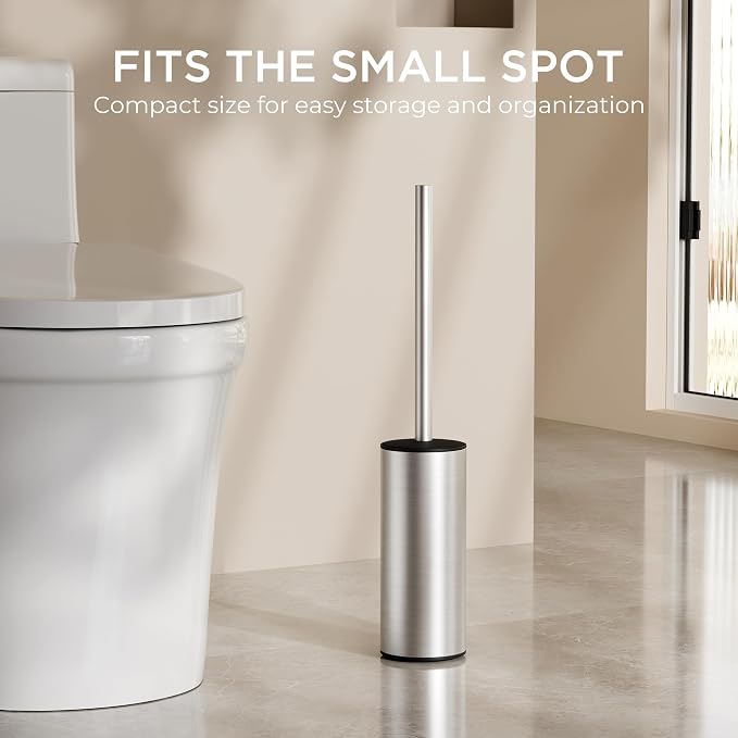 FORIOUS Toilet Brush and Holder Set Brushed Nickel, 304 Stainless Steel Long - Image 6