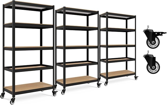 HOMEDANT House 5-Tier Metal Rolling Cart Shelf Rack Casters Heavy Duty by TheBestOrganizingSolution