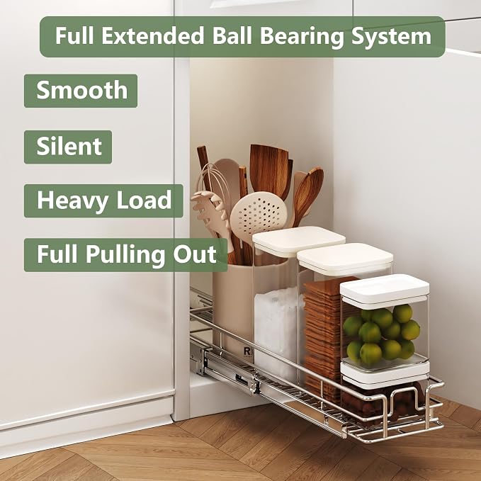 LOVMOR Pull Out Cabinet Organizer 7½" W x 21½" D, Kitchen Cabinet Pull Out - Image 2