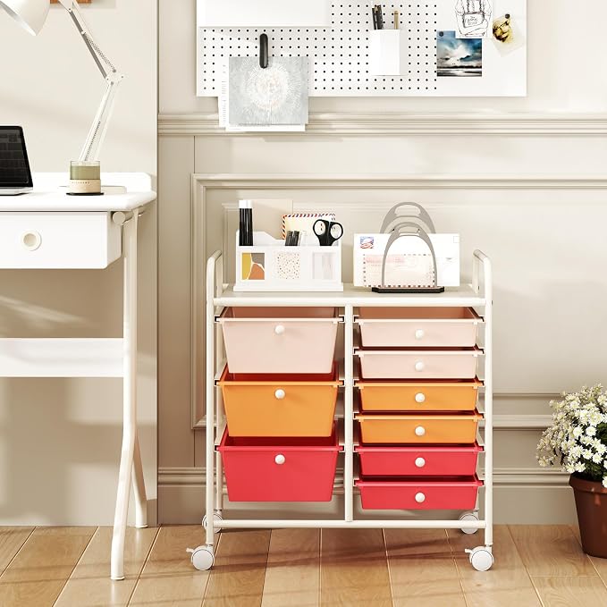 GOFLAME 9-Drawer Rolling Storage Cart, Mobile Utility Cart