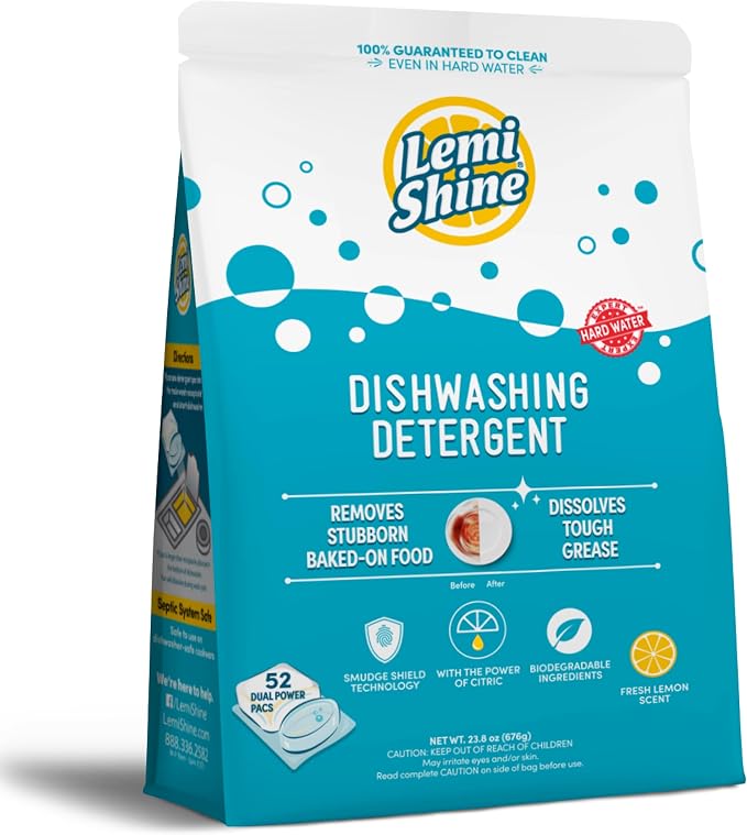 Lemi Shine Natural Dishwasher Pods | All-In-One Powder & Gel Dishwasher by LemiShine