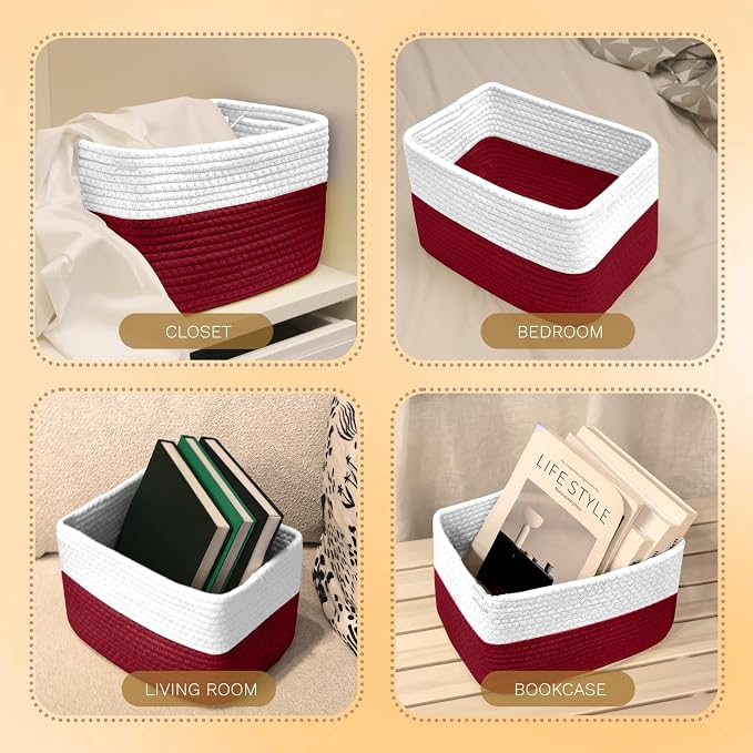 Hopegiver Woven Storage Baskets 11x8x7 Inch, 3 Pack Collapsible Cube Storage Bin - Image 7