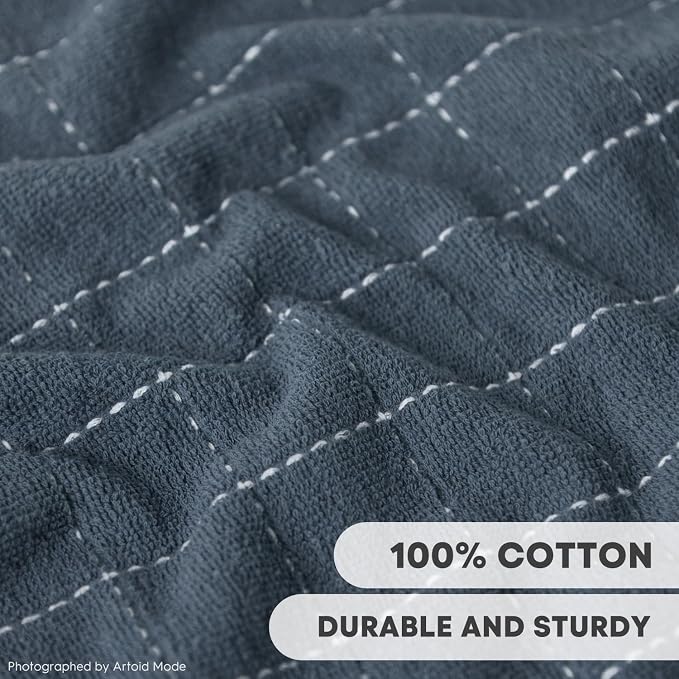 Artoid Mode Checkered Designed Cotton Beige Grey Terry Kitchen Dish Towels - Image 3