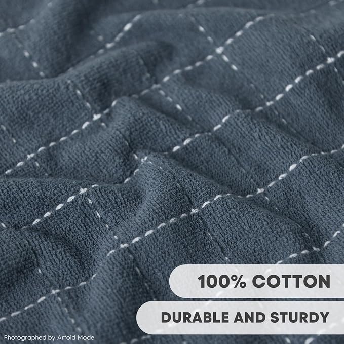 Artoid Mode Checkered Designed Cotton Grey Terry Kitchen Dish Towels, 15x25 - Image 3