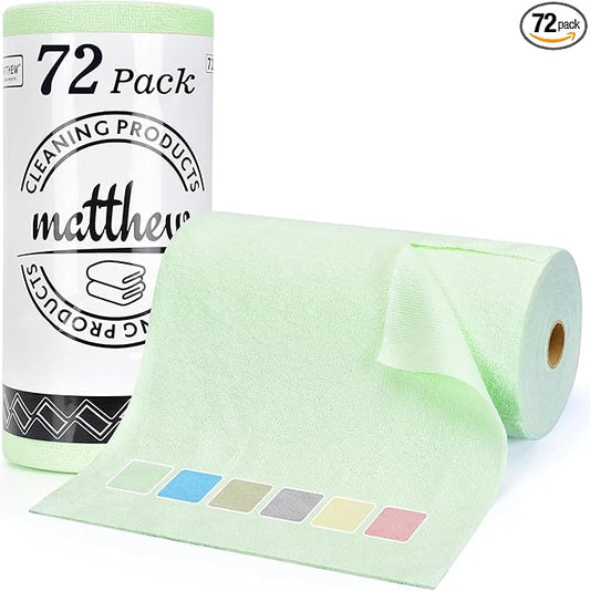 Matthew Microfiber Cleaning Cloth Roll 72Pack Reusable Paper Towels&Washable by MATTHEWCLEANINGPRODUCTS