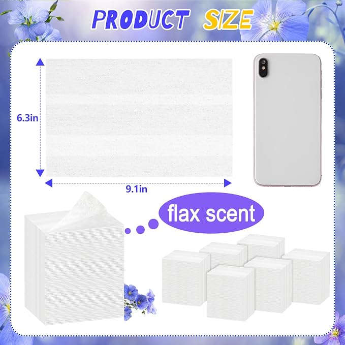 600 Count Flax Scent Dryer Sheets Fabric Softener Fresh Scent Dryer Sheets Bulk - Image 2