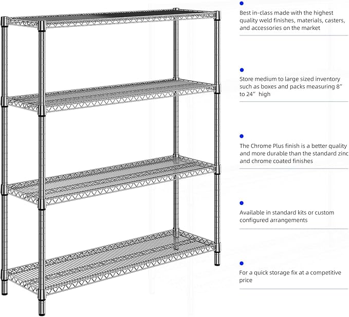 1760 LBs 4 Tier Storage Rack Metal Wire Shelving Unit, Storage Standing Shelf - Image 8