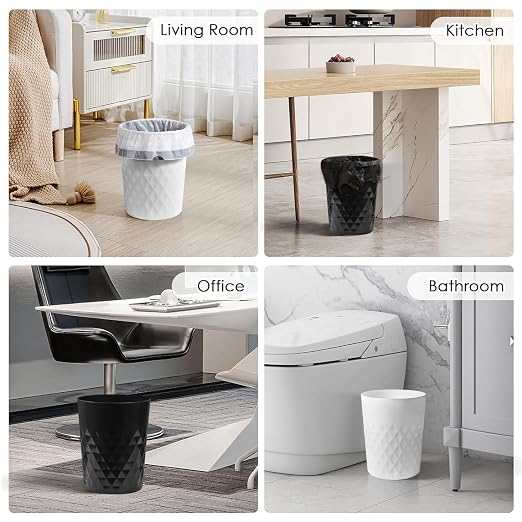 YGJT Small Trash Can, 3 Pack 1.8 Gallons Bathroom Trash Can, Slim Waste Basket - Image 2