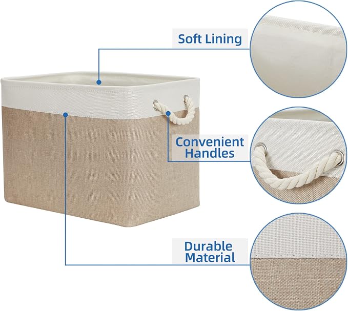 Temary Fabric Storage Baskets 2 Pack Decorative Storage Bins Basket - Image 3