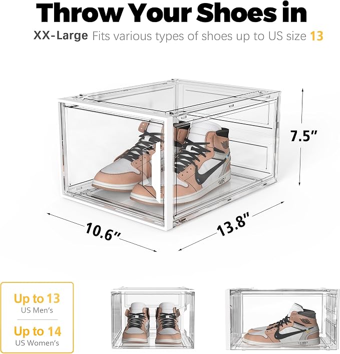 Shoe Storage Boxes Fit Size 13, Shoe Rack & Holder Sneaker Container, Thicken & - Image 7