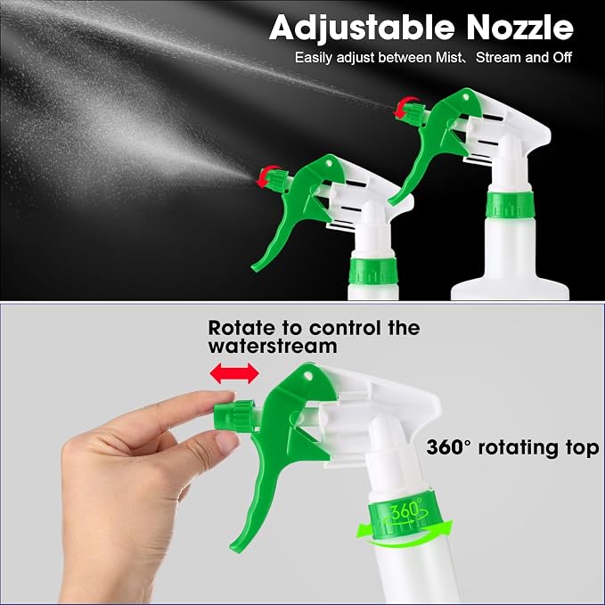 Eccliy 12 Pcs 16 Oz Plastic Spray Bottle, Adjustable Empty Reusable Sprayer - Image 3