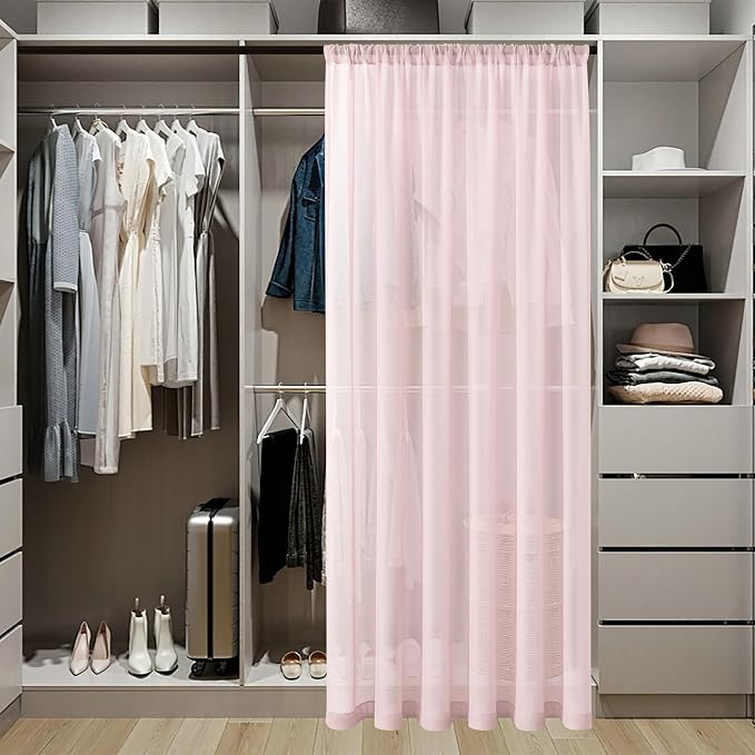 Tollpiz Sheer Door Curtain Closet Linen Textured Curtain Sheers Doorway Light - Image 3