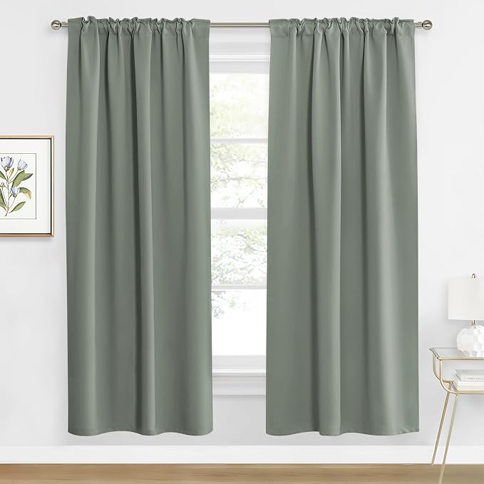 RYB HOME Sage Green Curtains for Living Room, Elegent Farmhouse Vertical Back by RYBHOME