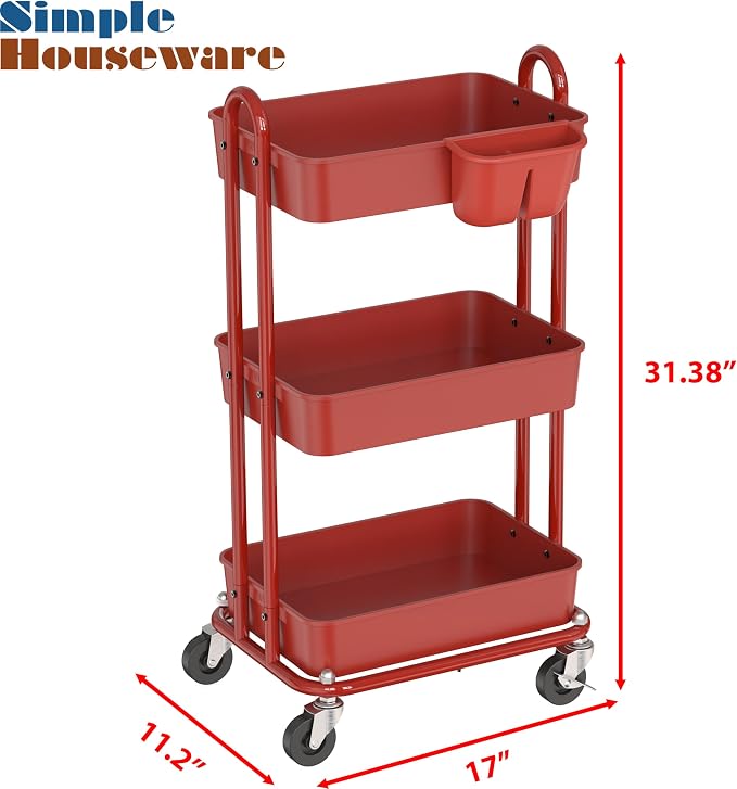 Simple Houseware 3-Tier Multifunctional Rolling Utility Cart - Image 2