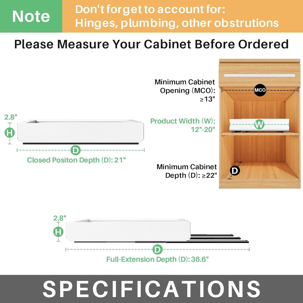 Pull out Cabinet Organizer, 2-pack, Expandable(12"-20") Heavy Duty ...