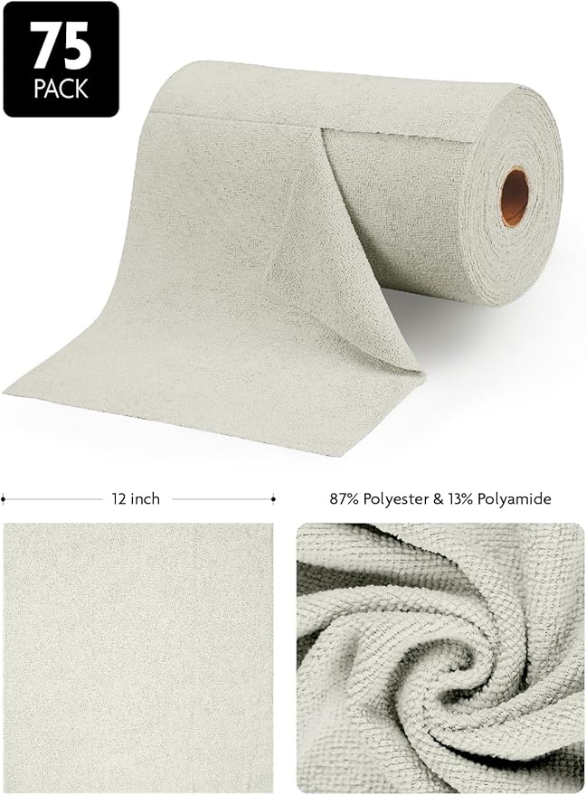 Fantasticlean Microfiber Cleaning Cloth Roll -75 Pack, Tear Away Microfiber - Image 6