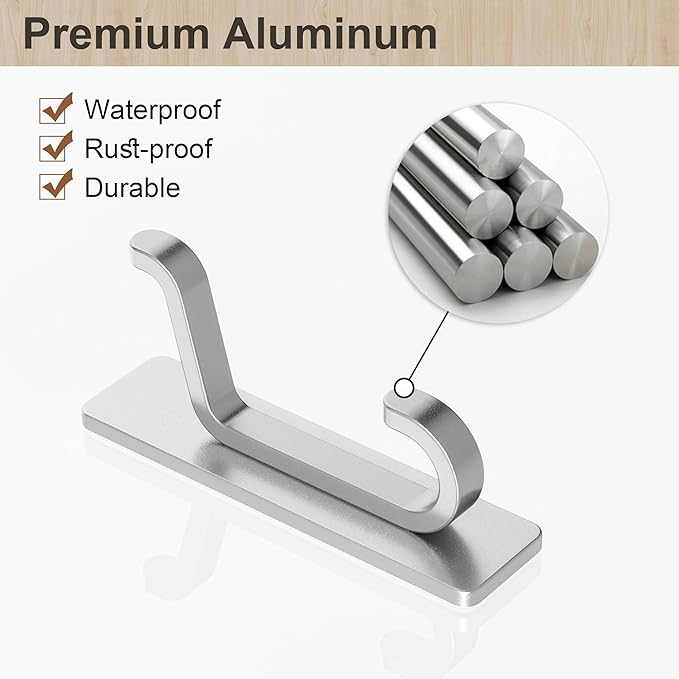 Wall Hooks for Coat and Towel: 13LB Adhesive Door Hanger Stick on - Image 6