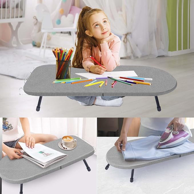 Tabletop Ironing Board with Iron Rest, Metal Mesh Panel Mini Ironing Board with - Image 7
