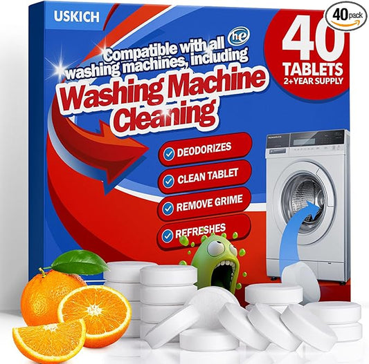 USKICH Washing Machine Cleaner Descaler 40 Pack-Deep Cleaning Tablets by USKICH