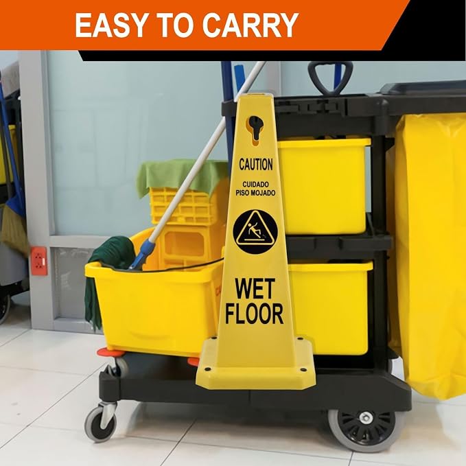 4-Pack 26.5" Caution Cones, 4-Sided Visible Safety Signs - Image 4