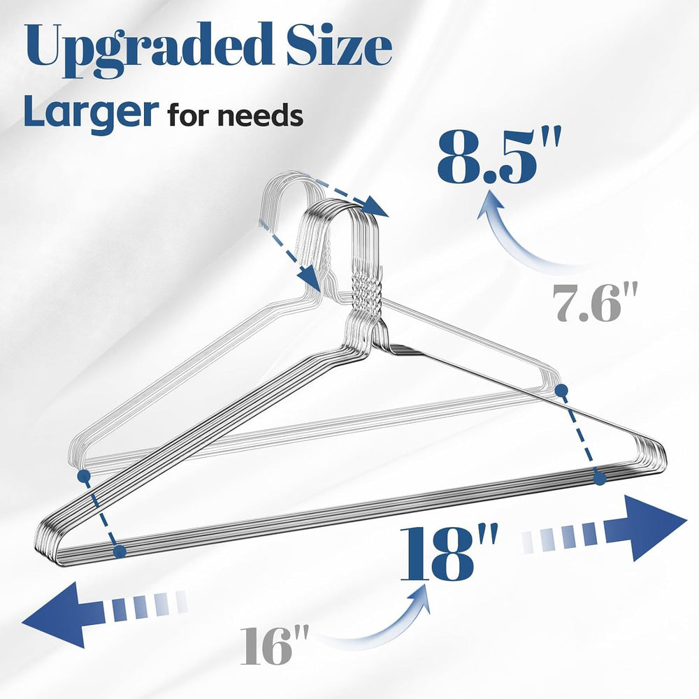 SPECILITE 18” Wire Metal Clothes Hangers Bulk 100 Pack, Ultra Thin, Silver