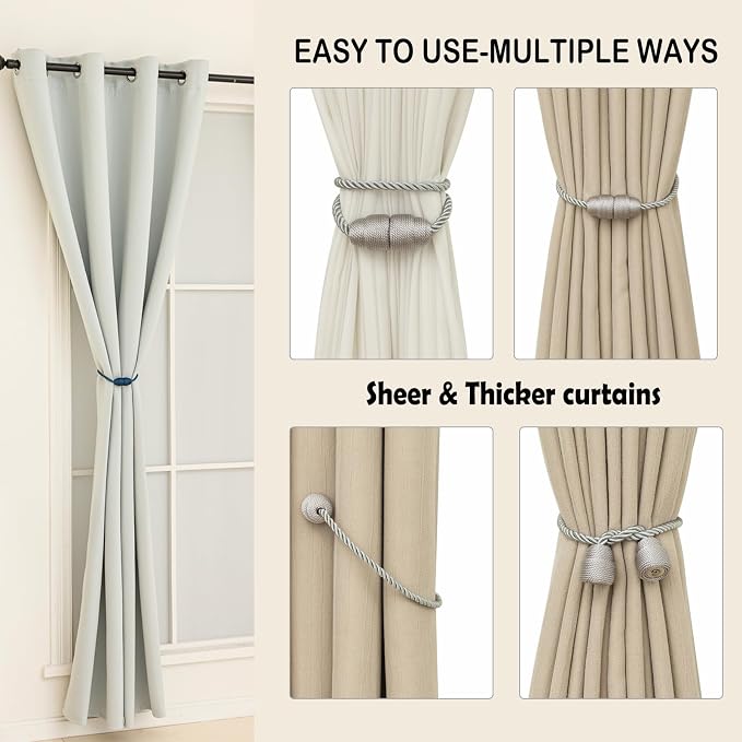 Magnetic Curtain Tiebacks Rope Curtain Tie Backs - Image 5
