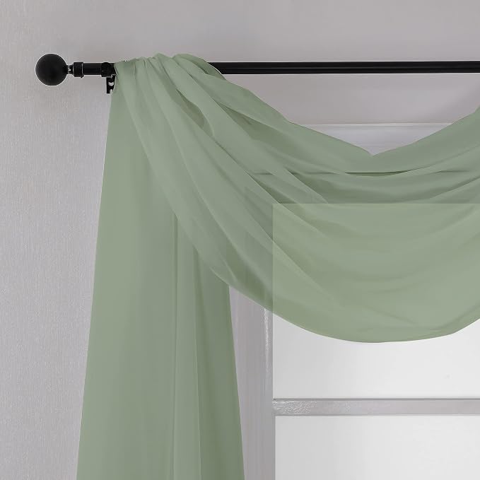 Chyhomenyc Sage Green Sheer Scarf Valances - Image 2