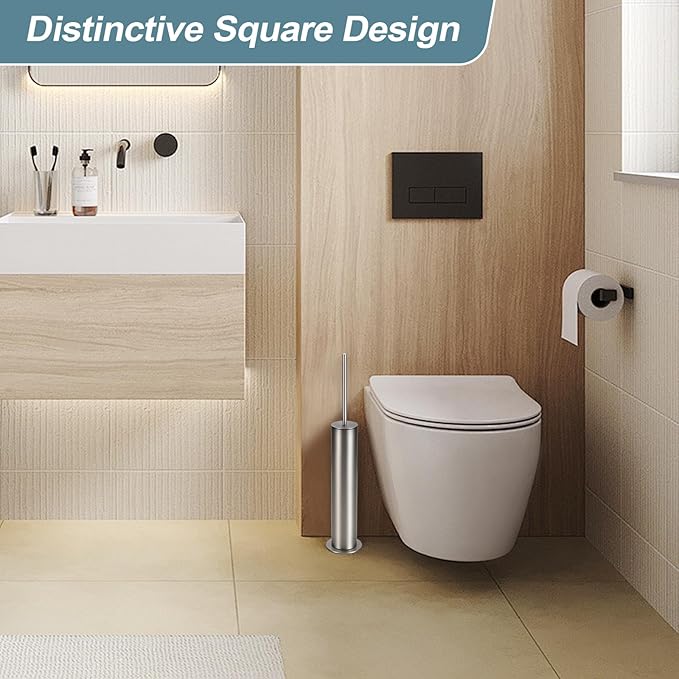 BGL Toilet Brush and Holder Set, Heavy Duty 304 Stainless Steel, Round Base and - Image 4