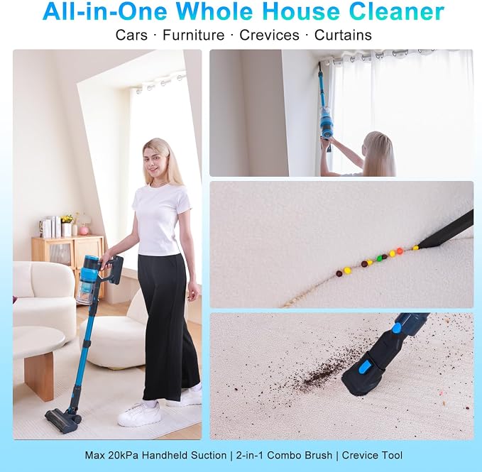 Cordless Vacuum Cleaner, 250W/38kPa/65Mins-8-in-1 Stick Vacuum Cleaners - Image 5