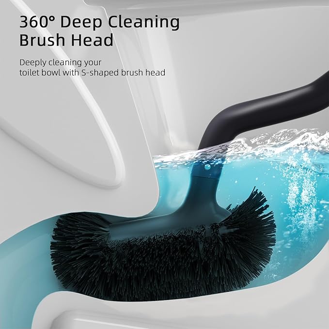 HAMITOR Toilet Bowl Brush Holder Set: Bathroom Deep Cleaning Toilet Cleaner - Image 2