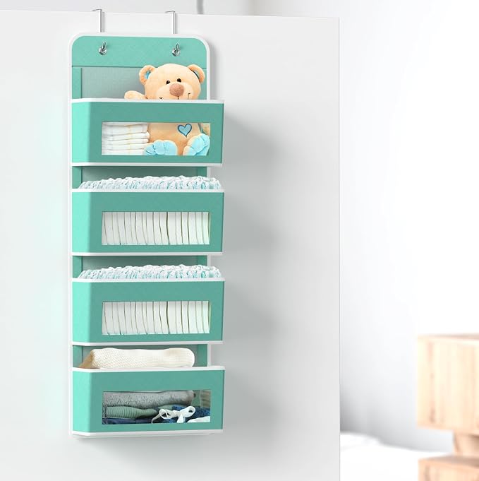 Simple Houseware 4 Clear Window Pocket Over Closet Door Storage Hanging - Image 4