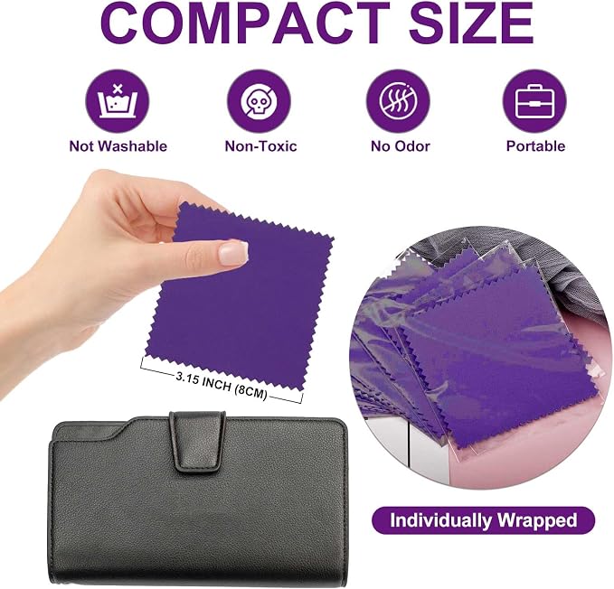 SEVENWELL 50pcs Jewelry Cleaning Cloth Dark Purple Polishing Cloth - Image 2
