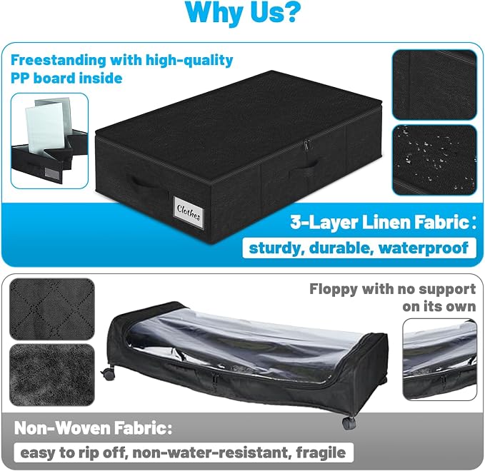 Under Bed Storage Container Bin 4 Pack, 4.5 Inch Slim Low Profile Underbed - Image 8