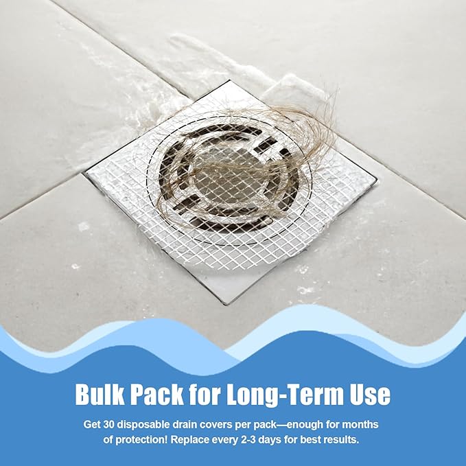 30 Pack Disposable Shower Drain Hair Catcher Hair Trap Drain Covers 4.3” - Image 4