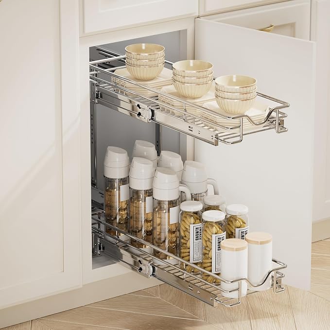 DINDON Pull Out Cabinet Organizer, Cabinet Pull Out Shelves, 2 Tier Pull Out - Image 4