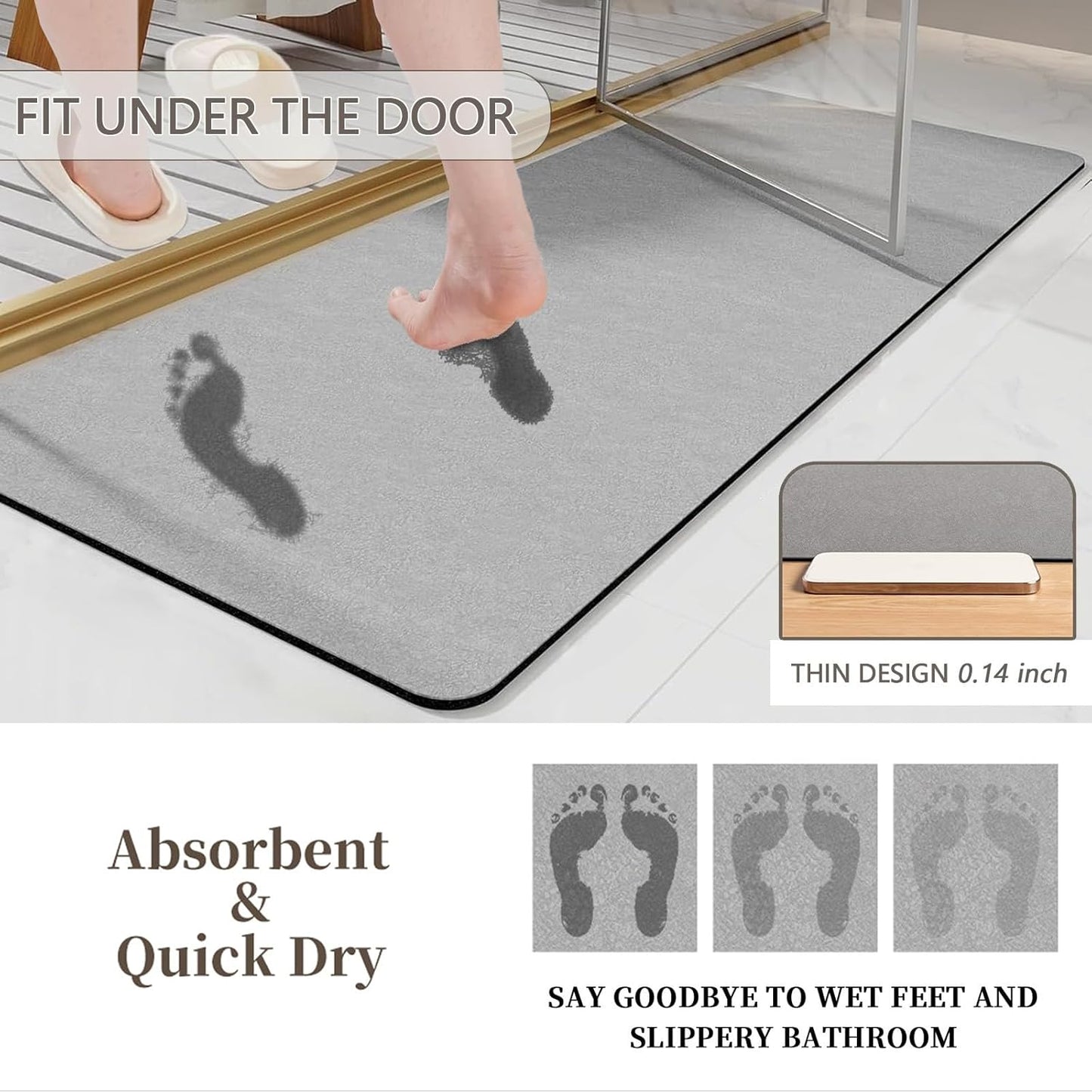 Ocean & Beach Bath Mat, Sea Coastal Bathmat, Starfish Coral Seashell Bathroom Rug, Nautical Rugs for Bathroom, Diatomaceous Earth Bath Mat, Non Slip & Absorbent & Washable, 17x24 Inch