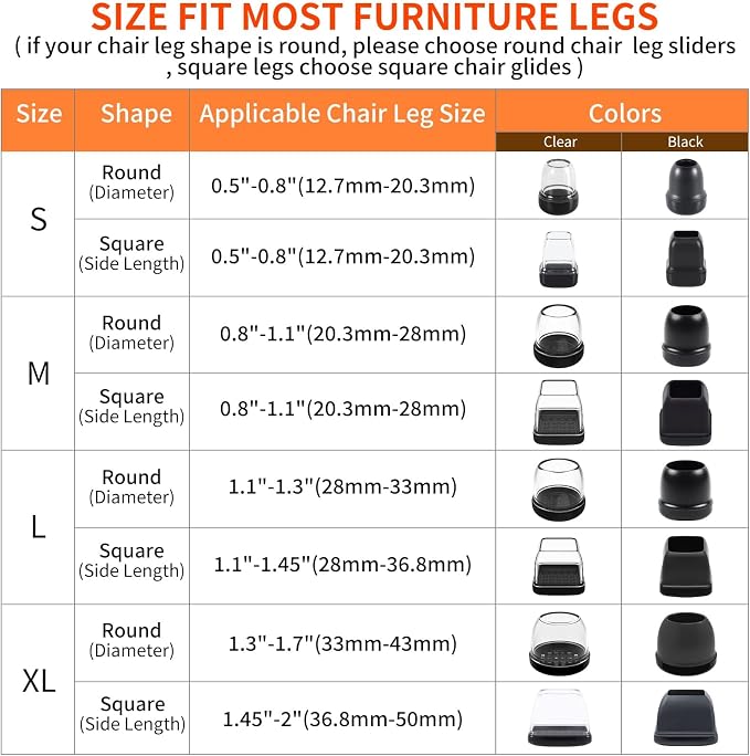Ezprotekt 8 Pcs Large Clear Chair Leg Sliders - Image 3
